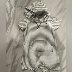 Carter's Striped Navy and White Hooded One Piece